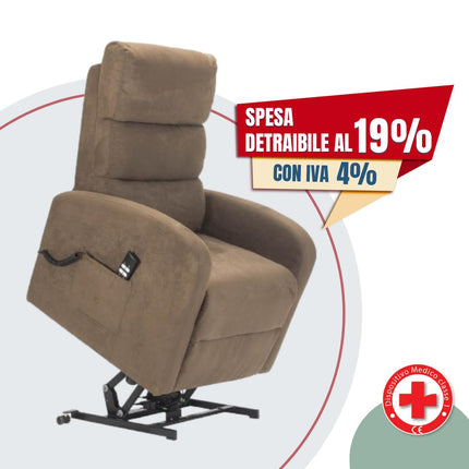 POLTRONE ITALIA Jessica 2 Motors PERSONALIZED recliner chair with medical device 4 wheels micro spring seat fluffy brown