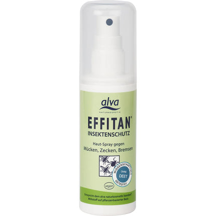 alva® Natural Cosmetics EFFITAN Insect Repellent 100 ml - with lemon eucalyptus oil - without DEET - very effective - effective protection - against mosquitoes, horseflies and ticks