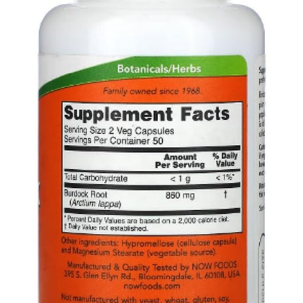 Now Foods - Burdock Root | Liver and Skin Health Support - 430 mg, 100 Capsules