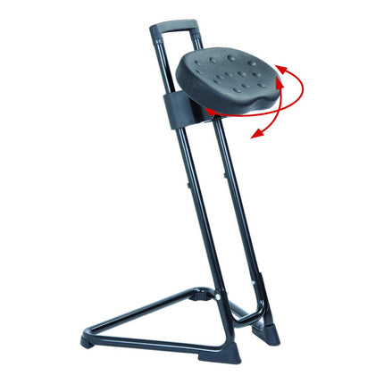 STIER standing aid with black steel frame, seat height 600-850 mm, PU seat
