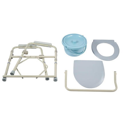 CO-Z Commode Chair for Seniors 135kg Foldable Commode Chair with Armrest Hygienic Commode Chair Toilet Aid WC Chair Height Adjustable Chair for Toilet with Removable Bucket