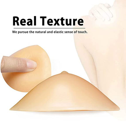 DFGGE Self-adhesive Triangle Breast Prosthesis Cup AA- F Silicone Breast Forms 200-1200G Reusable Fake Breast For Crossdresser Transgender Mastectomy, Nude, B~cup（400g/pair）