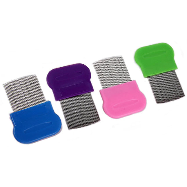 4 pieces metal lice comb, flea combs, stainless steel extra fine lice comb goldgeist, for removing lice and dandruff for all hair types, lice treatment gentle for babies, children, adults and pets
