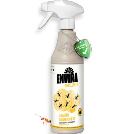Envira Ant Repellent Spray 500 ml - Long-lasting spray against ants, garden ants, and pharaoh ants - Protection against ants for your home, balcony, terrace, and garden - Effectively keeps ants away (PT19)