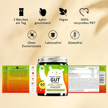 Apple Cider Vinegar Gummies – High Dose 350mg Apple Cider Vinegar Powder – Pomegranate &amp; Beetroot Juice Powder – Vitamin B6 B12 Iodine &amp; Folic Acid – 60 Gummies – Vegan – No Added Sugar – Bears with Benefits