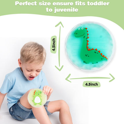 Hilph Cooling Pads for Children with Non-Toxic Gel for Injuries (3 Pack), 11 x 11 cm Dinosaur Small Ice Packs Cold &amp; Warm Compress Ice Pack for Wisdom Tooth, Bumps, Fever, Bruises, Insect Bites