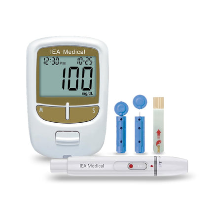IEA Medical Blood Glucose Meter | Blood Glucose Meter Set with Test Strips | Glucose Meter | Diabetes Test | 50 Test Strips &amp; 50 Lancets