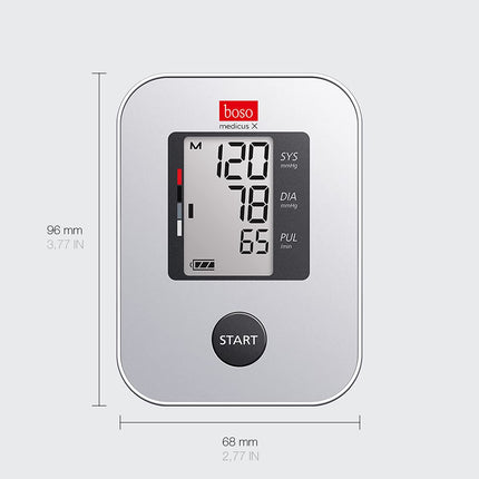 boso medicus X - Best upper arm blood pressure monitor (Stiftung Warentest 5/2016, 11/2018, and 9/2020) with one-button operation, large display, and arrhythmia detection – With standard cuff (22-32 cm)