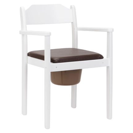 MaJSL Hygienic Commode Chair DUHA Made of High-Quality Wood Removable Bucket with Lid Certified Toilet Aid (White)