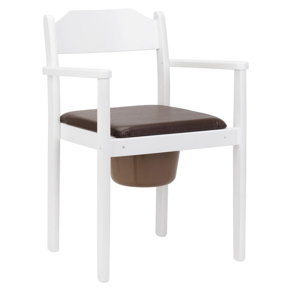 MaJSL Hygienic Commode Chair DUHA Made of High-Quality Wood Removable Bucket with Lid Certified Toilet Aid (White)