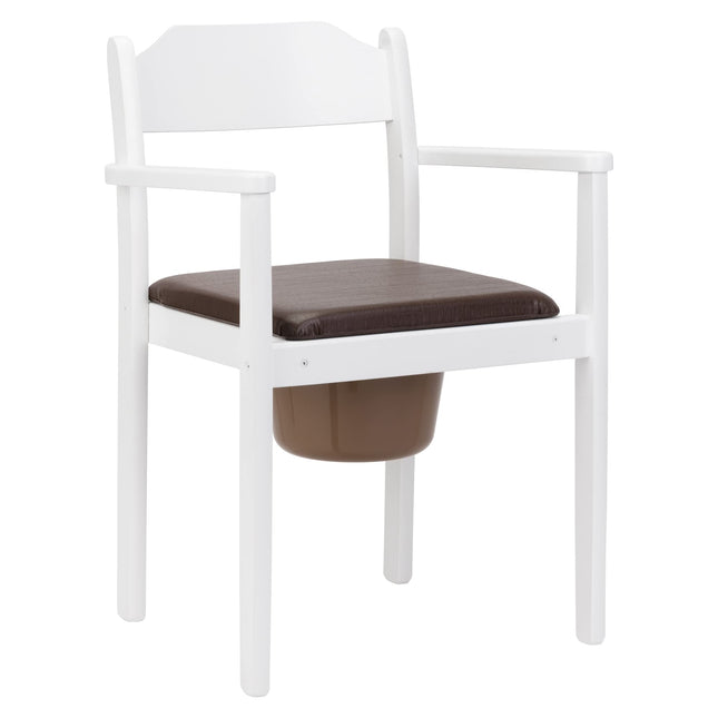 MaJSL Hygienic Commode Chair DUHA Made of High-Quality Wood Removable Bucket with Lid Certified Toilet Aid (White)