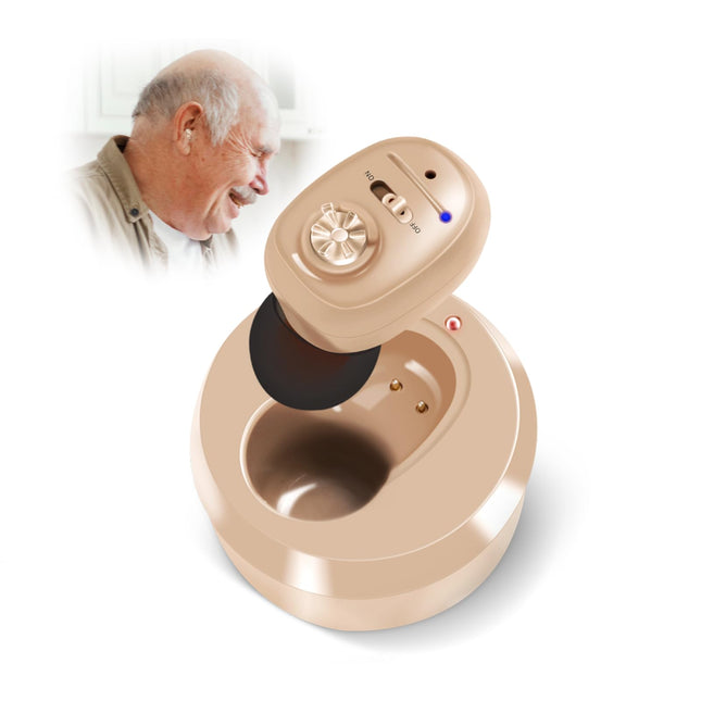 Britzgo sound device, specially designed for the elderly, with noise reduction function, makes everyday conversations effortless, offers an extremely long battery life (Beige)