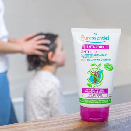 Puressentiel - Anti-Lice Shampoo Mask 2 in 1 with Comb - Natural Treatment against Lice, Larvae, and Nits - Active ingredient 100% of natural origin - 150 ml