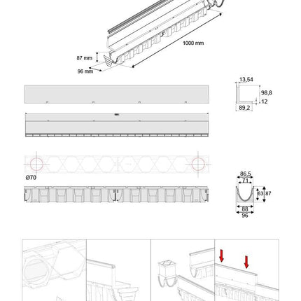 Megaa store DRAINAGE GUTTER Slotted gutter Floor gutter Patio gutter with aluminum edge Drainage gutter (8m DRAINAGE GUTTER)