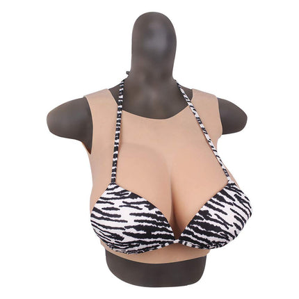 FHUILI Crossdressers Silicone Breast Forms - Round Collar Design Silicone False Breasts - Lifelike Fake Breasts for Crossdressing Transvestite Cosplay, G Cup,A