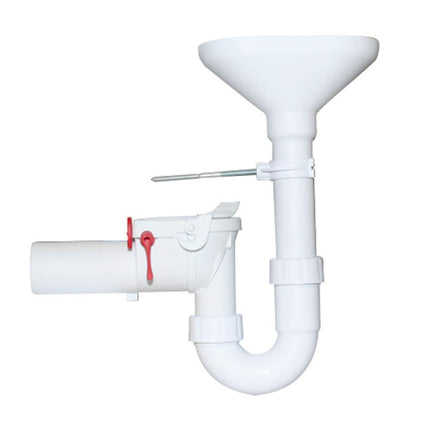 Save condensate connection "JENNY", DN 50 with 3/8" and 1/2" spout, odor trap and backflow prevention, DIN 4102-B2. Suitable for DN50 (socket)
