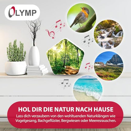 Olymp Sounds of Nature Box | Natural sounds for relaxation &amp; tranquility | Sound box with birdsong, whispering brooks, mountain meadows, and the sound of the sea | Music box with motion sensor &amp; individual volume control
