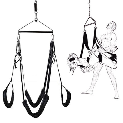 BDSMAGE Love Swing Sex Swing Sex Swings Loveswing SM Set Bondage Set BDSM Sex Toys for Couples (Black)
