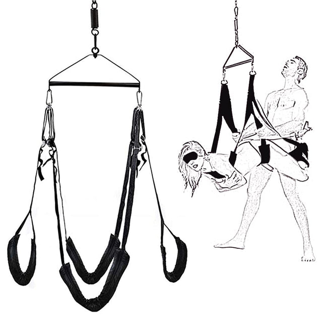 BDSMAGE Love Swing Sex Swing Sex Swings Loveswing SM Set Bondage Set BDSM Sex Toys for Couples (Black)