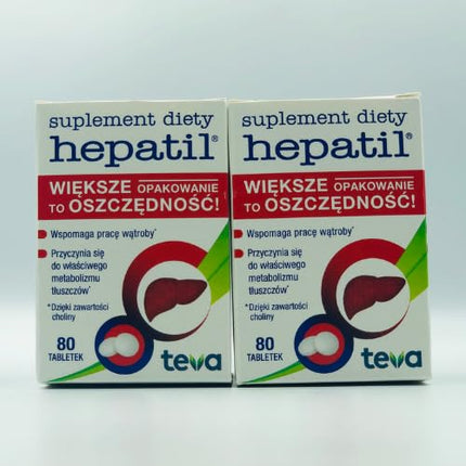 2x Hepatil 80 tablets - contributes to proper fat metabolism, MiL4 pencil, liver medication, liver cirrhosis, liver regeneration, improvement of digestion