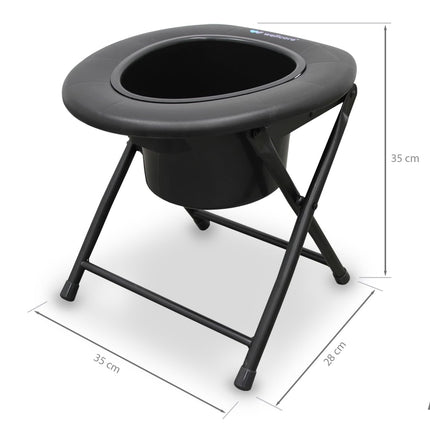 WELLCORE Commode Chair with Toilet, Foldable, Portable, Compact, Aluminum Frame, Removable Toilet, Easy to Clean, Black, up to 100 kg, up to 100 kg