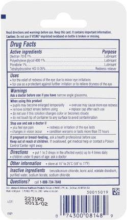 Visine Redness Relief Irritation Eye Drops Advanced Lubricant, 0.28 fl oz