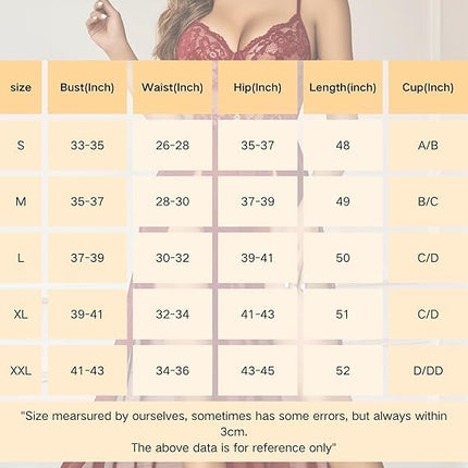 Avidlove Sexy Lingerie Women's Lingerie Set Lace Lingerie Mesh Babydoll V-Neck Underwear Corset Nightdress Longe Nightwear Side Slit Negligee, Black S