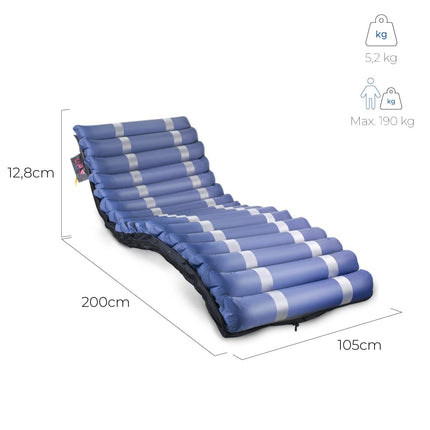 Mobiclinic® pro, Anti-decubitus mattress with air, 200x105x12, 8, Mobi 3 Plus, Alternating pressure mattress with compressor, Low noise, 105 cm wide, 17 air cells, For pressure ulcers grades I, II and III, Blue