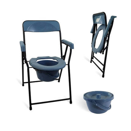 Mobiclinic®, Commode chair for seniors, European brand, Foldable toilet seat, Ergonomic with armrests, Bucket lid, Resistant, Up to 100 kg, Model timón