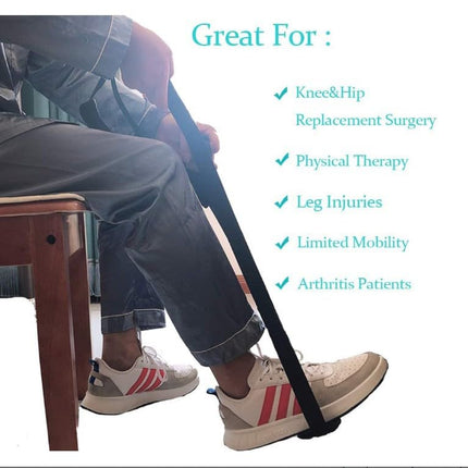 Adjustable leg lifter with padded handle multi-loop leg lifter belt, for safe movement when leaving bed, sofa, car wheelchair, hip and knee surgery aid for men and women
