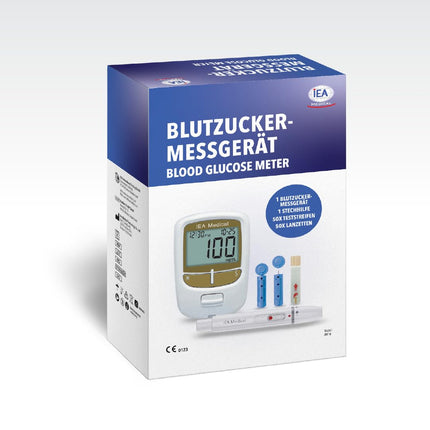 IEA Medical Blood Glucose Meter | Blood Glucose Meter Set with Test Strips | Glucose Meter | Diabetes Test | 50 Test Strips &amp; 50 Lancets