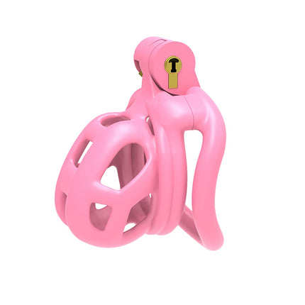 B2-Chastity Belt Set with 4 Cock Rings Pink Sissy Sex Toy Chastity Cage Breathable Chastity Cage with Invisible Lock Design Man Cock Bondage BDSM Resin Sex Toy (micro, pink)