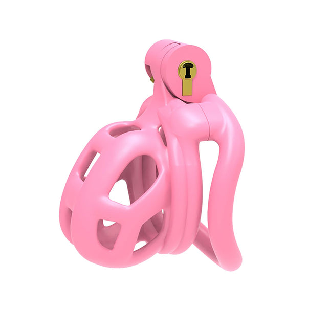B2-Chastity Belt Set with 4 Cock Rings Pink Sissy Sex Toy Chastity Cage Breathable Chastity Cage with Invisible Lock Design Man Cock Bondage BDSM Resin Sex Toy (micro, pink)
