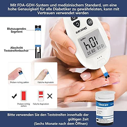 sinocare Safe-Accu blood glucose test strip set, 50 blood glucose test strips (only for Safe-Accu blood glucose meter test winner)