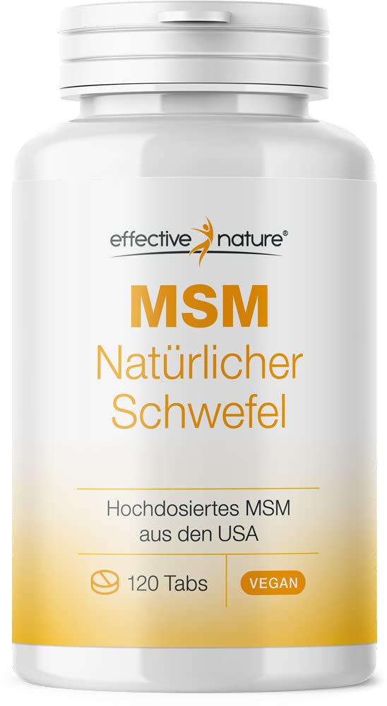 MSM natural sulfur - 120 high-dose tablets for 1 month - 4000 mg pure, high-quality MSM from the USA - No additives and vegan