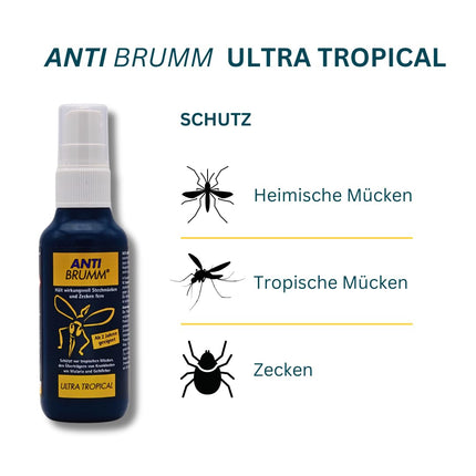 Anti Brumm Ultra Tropical 2x 75 ml I Protection against tropical mosquitoes I Insect repellent I Mosquito spray I Defense against mosquitoes and ticks I Holidays, long-distance travel I DEET I Value set plus Pharma Perle giveaway