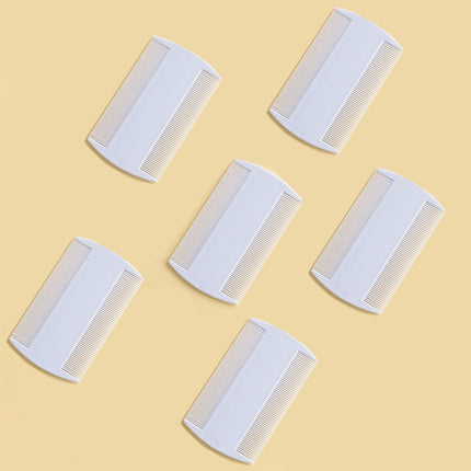 Lice Comb, 6 Pcs Plastic Double-Sided Nits Comb Lice Fine-Toothed Head Lice Comb Self-Cleaning Flea Comb for Pets Flea Comb Cat Scalp Comb for Children Pets and Adults (White)