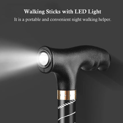 Walking stick height adjustable, OOCOME extendable walking stick with light aluminum walking stick hand stick height adjustable, walking stick adjustable walking aid stick with rubber foot and hand strap, gift Father's Day