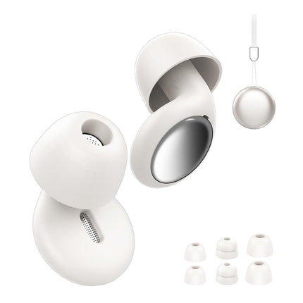 VKROBAG Earplugs for Sleeping with Single/Double Caps - 4 Pairs (S/M/L) Ear Caps, Silicone Earplugs for Noise 35dB, Reusable, Hearing Protection Earplugs for Sleep/Focus/Travel, White