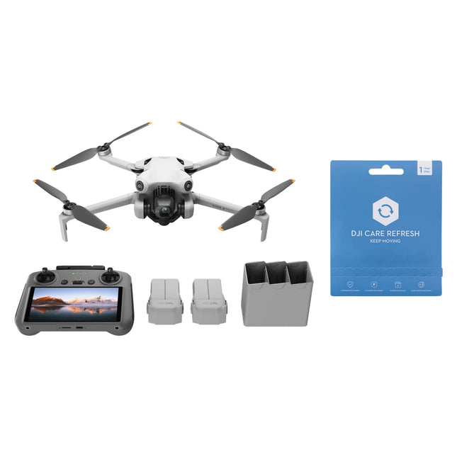 DJI Mini 4 Pro Fly More Combo with RC 2 Remote Controller (Screen Remote Controller) + Care Refresh 1-Year Plan, Foldable Drone with 4K Camera