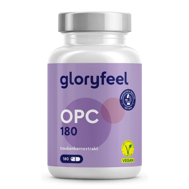 OPC Grape Seed Extract Capsules - 1052mg Extract PLUS Vitamin C per Daily Dose - Original French Grapes - 180 Vegan Tablets - Independently Laboratory Tested