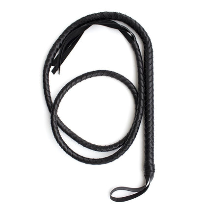 TNSRAY Black Genuine Leather Whip, 1.9 m Long, Riding Crop, Indiana Jones Style Bullwhip, Black Genuine Leather Whip, Play Whip for Bedroom, BDSM Play Whip