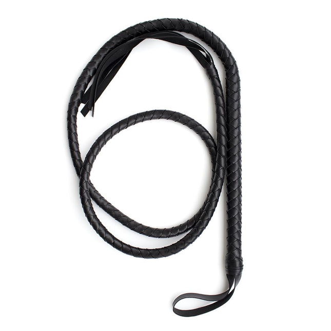 TNSRAY Black Genuine Leather Whip, 1.9 m Long, Riding Crop, Indiana Jones Style Bullwhip, Black Genuine Leather Whip, Play Whip for Bedroom, BDSM Play Whip
