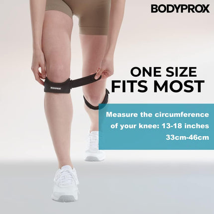 Bodyprox Patella Knee Support, 2 Pack, for Pain Relief During Hiking, Soccer, Basketball, Running, Jumper's Knee, Tennis, Tendonitis, Volleyball, and Squats