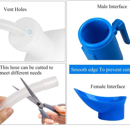Daletu Urinal Bottle for Men 2 Liters with Screw Cap Leak-Proof On the Go, Urinal for Women 2000ml with Holder, Large Pee Bottle for Bedridden People, Camping, Car (Blue)