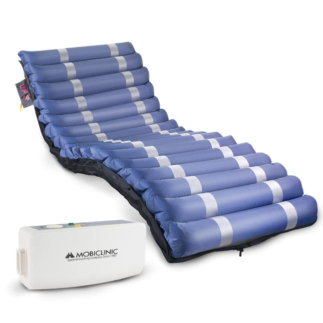 Mobiclinic® pro, Anti-decubitus mattress with air, 200x105x12, 8, Mobi 3 Plus, Alternating pressure mattress with compressor, Low noise, 105 cm wide, 17 air cells, For pressure ulcers grades I, II and III, Blue