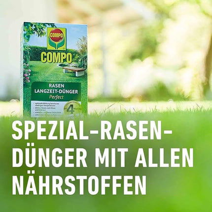 COMPO lawn fertilizer with long-term effect - No chance for moss and weeds - 1.5 kg for 60 m² - COMPO Lawn Long-Term Fertilizer Perfect