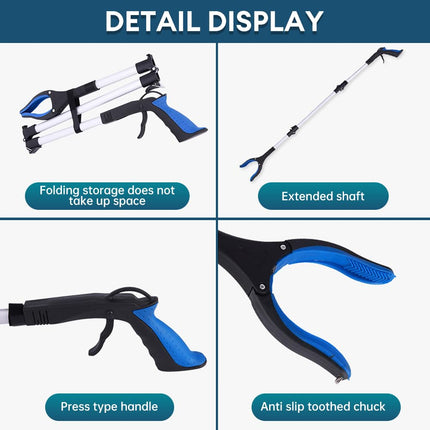 Extra long reacher and jack grabber, waste collector for adults and elderly, portable grab stick with light, helping hand grasping tool for disabled assistance, perfect garbage collection and
