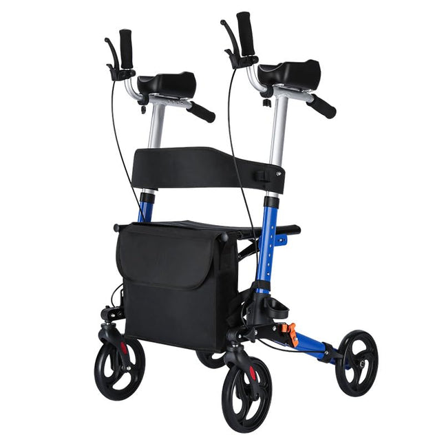 ByteTecpeak R2 Lightweight foldable rollator made of aluminum, with seat, crutches, backrest and bag, equipped with adjustable forearm supports, load capacity up to 100 kg, ideal for seniors.
