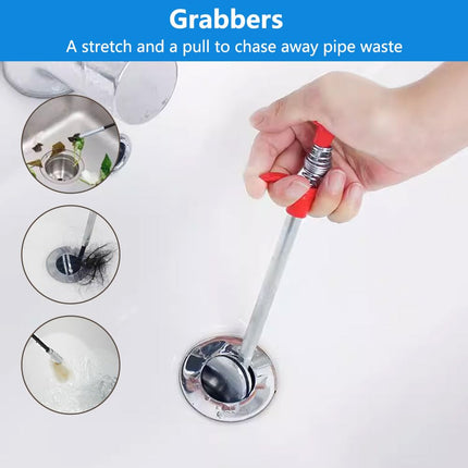 3 pieces claw grabber flexible, 60 cm telescopic grabber, drain grabber for pipe cleaning, pipe cleaning spiral grabber set, drain grabber, telescopic grabber, for kitchen, bathroom, sink blockage